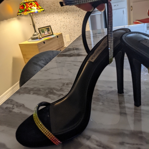 Steve Madden Festive Multi Rainbow Strappy Heels - Picture 9 of 11